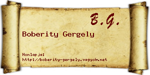 Boberity Gergely névjegykártya
